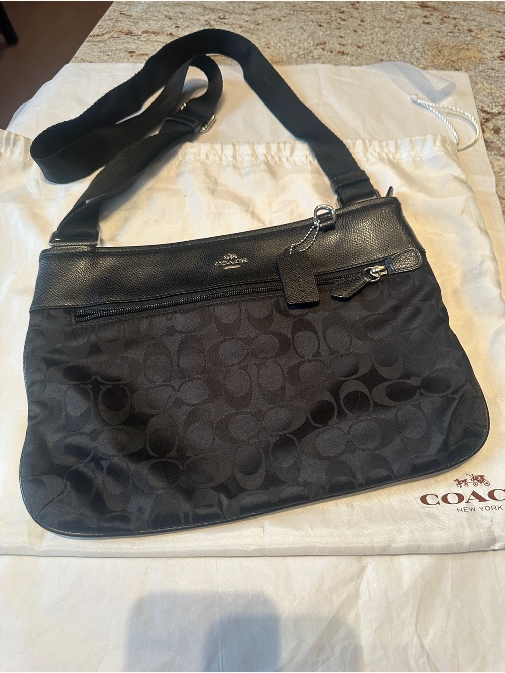 Coach Black Signature Jacquard Crossbody Bag